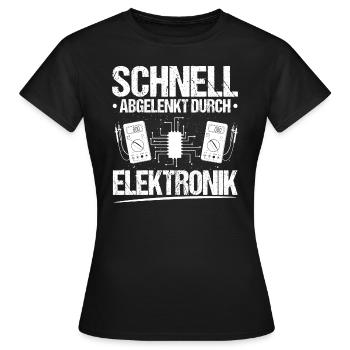 Elektroniker Elektriker Elektronik Abgelenkt - Frauen T-Shirt - Schwarz - Vorne - AI Model Female 172 dark (172cm)