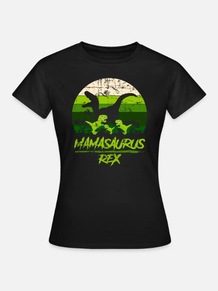 Mamasaurus Dinosaurier 3 Kinder Retro Vintage Geschenk - Frauen T-Shirt - Schwarz