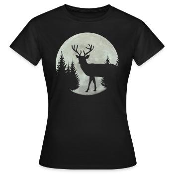Mond Hirsch Wald - Frauen T-Shirt - Schwarz - Vorne - AI Model Female 172 dark (172cm)