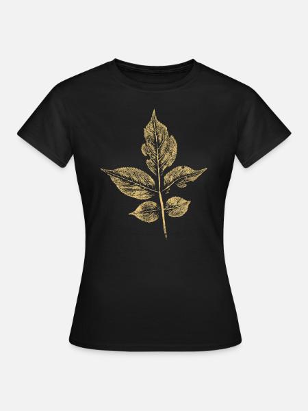 Blatt Holunder (Sambucus) BOTANIK - Frauen T-Shirt - Schwarz