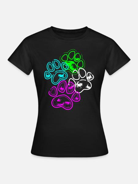 Neon-Paw Design - Frauen T-Shirt - Schwarz