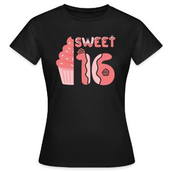 Sweet 16 - Frauen T-Shirt - Schwarz - Vorne - AI Model Female 172 dark (172cm)