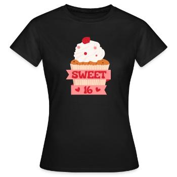 Sweet 16 - Frauen T-Shirt - Schwarz - Vorne - AI Model Female 172 dark (172cm)
