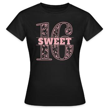 Sweet 16 - Frauen T-Shirt - Schwarz - Vorne - AI Model Female 172 dark (172cm)