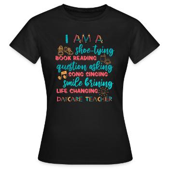 Enseignante de maternelle Assistante maternelle Éducatrice - T-shirt Femme - noir - Devant - AI Model Female 172 dark (172cm)