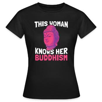 Bouddha Bouddhisme bouddhiste - T-shirt Femme - noir - Devant - AI Model Female 172 dark (172cm)
