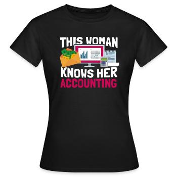 Comptabilité Comptable Impôts - T-shirt Femme - noir - Devant - AI Model Female 172 dark (172cm)