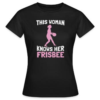 Frisbee - Women's T-Shirt - black - Front - AI Model Female 172 dark (172cm)