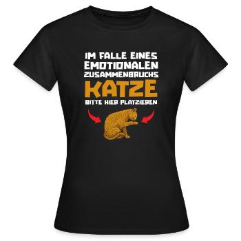 Katze Mietzekatze Hauskatze - Frauen T-Shirt - Schwarz - Vorne - AI Model Female 172 dark (172cm)