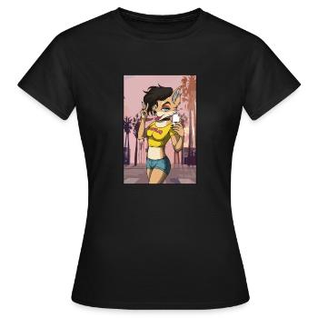 Furry Fandom Fursuits Lady - Women's T-Shirt - black - Front - AI Model Female 172 dark (172cm)