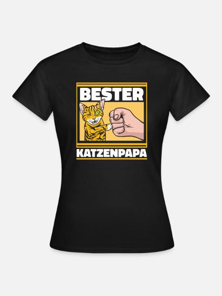 Katze Katzenpapa - Frauen T-Shirt - Schwarz