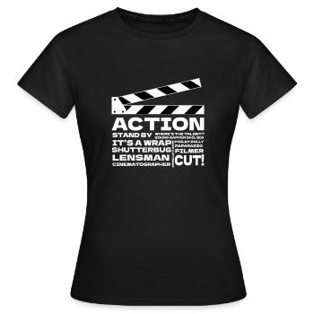 Kameramann Klappe Kamermann - Frauen T-Shirt - Schwarz - Vorne - AI Model Female 172 dark (172cm)