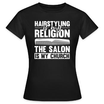Coiffeur Coiffeur Coiffeur - T-shirt Femme - noir - Devant - AI Model Female 172 dark (172cm)