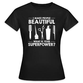 Coiffeur Coiffeur Coiffeur - T-shirt Femme - noir - Devant - AI Model Female 172 dark (172cm)