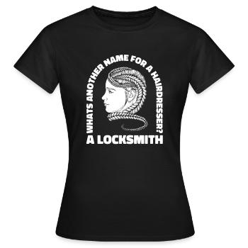 Coiffeur Coiffeur Coiffeur - T-shirt Femme - noir - Devant - AI Model Female 172 dark (172cm)