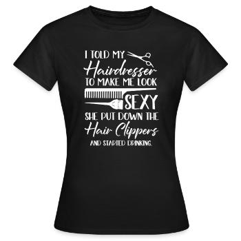 Coiffeur Coiffeur Coiffeur - T-shirt Femme - noir - Devant - AI Model Female 172 dark (172cm)