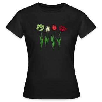 Tulpen Tulpen - Frauen T-Shirt - Schwarz - Vorne - AI Model Female 172 dark (172cm)