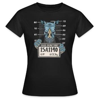 Nashorn Rhino Polizeifoto - Frauen T-Shirt - Schwarz - Vorne - AI Model Female 172 dark (172cm)