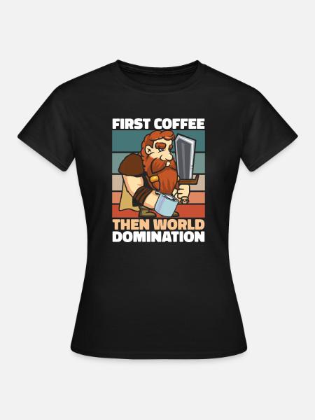 Wikinger Kaffee Schwert - Frauen T-Shirt - Schwarz