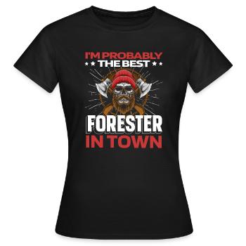 Woodcutter Forestry worker Lumberjack Skull - Women's T-Shirt - black - Front - AI Model Female 172 dark (172cm)