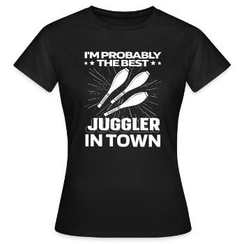 Jonglieren Jongleur Lustig - Frauen T-Shirt - Schwarz - Vorne - AI Model Female 172 dark (172cm)