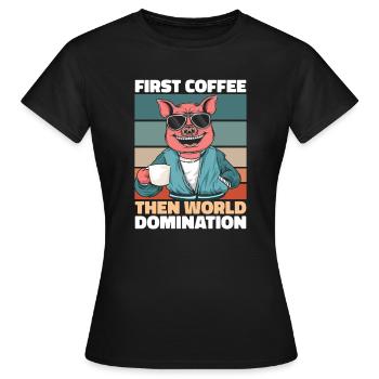 Porc Porc Café de l’Éleveur - T-shirt Femme - noir - Devant - AI Model Female 172 dark (172cm)