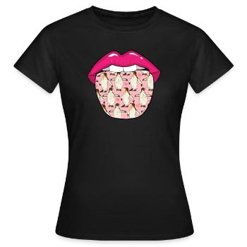 Pinguin Zunge - Frauen T-Shirt - Schwarz - Vorne - AI Model Female 172 dark (172cm)