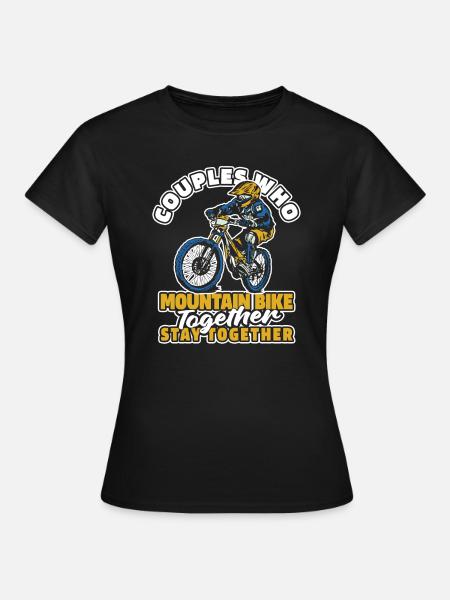 Mountainbike Mountainbiker Mtb Paar - Dame-T-shirt - sort