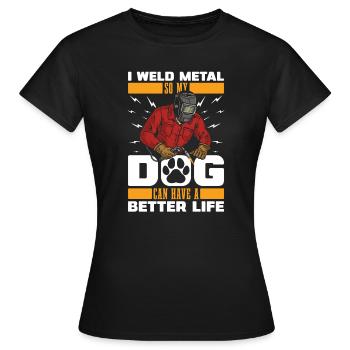 Chien forgeron métallurgiste - T-shirt Femme - noir - Devant - AI Model Female 172 dark (172cm)