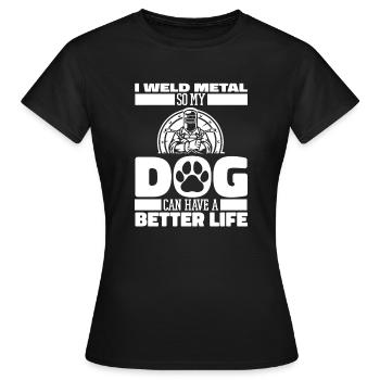 Chien forgeron métallurgiste - T-shirt Femme - noir - Devant - AI Model Female 172 dark (172cm)
