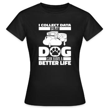 Chien analyste de données en science des données - T-shirt Femme - noir - Devant - AI Model Female 172 dark (172cm)