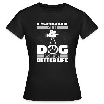 Kameramann Hund - Frauen T-Shirt - Schwarz - Vorne - AI Model Female 172 dark (172cm)