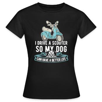 Motorroller Hund - Frauen T-Shirt - Schwarz - Vorne - AI Model Female 172 dark (172cm)
