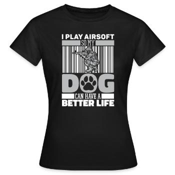 Airsoft Chien - T-shirt Femme - noir - Devant - AI Model Female 172 dark (172cm)