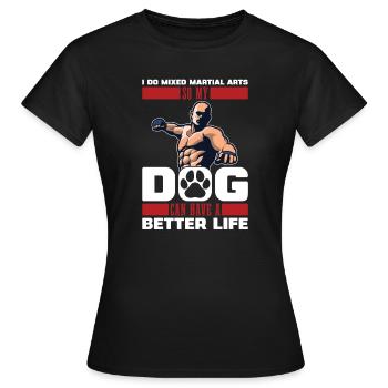 Chien d’arts martiaux mixtes - T-shirt Femme - noir - Devant - AI Model Female 172 dark (172cm)