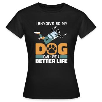 Chien parachutiste parachutiste - T-shirt Femme - noir - Devant - AI Model Female 172 dark (172cm)