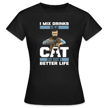 Barman Barman Cat Barman - T-shirt Femme - noir - Devant - AI Model Female 172 dark (172cm)