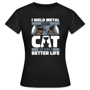 Forgeron Métallurgiste Chat - T-shirt Femme - noir - Devant - AI Model Female 172 dark (172cm)