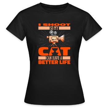 Kameramann Katze - Frauen T-Shirt - Schwarz - Vorne - AI Model Female 172 dark (172cm)