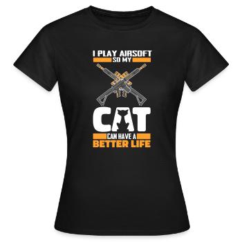 Chat Airsoft - T-shirt Femme - noir - Devant - AI Model Female 172 dark (172cm)