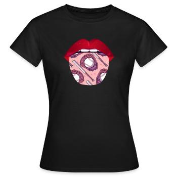 Baseball Zunge - Frauen T-Shirt - Schwarz - Vorne - AI Model Female 172 dark (172cm)