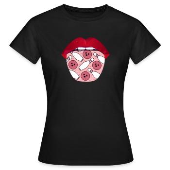 Bowling Bowlen Bowler Zunge - Frauen T-Shirt - Schwarz - Vorne - AI Model Female 172 dark (172cm)