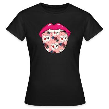Poker Zunge - Frauen T-Shirt - Schwarz - Vorne - AI Model Female 172 dark (172cm)