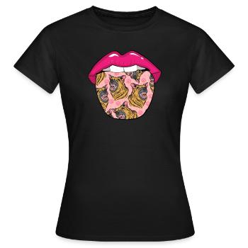 Schäferhund Zunge - Frauen T-Shirt - Schwarz - Vorne - AI Model Female 172 dark (172cm)