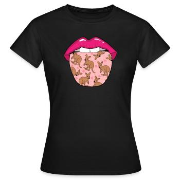 Känguru Zunge - Frauen T-Shirt - Schwarz - Vorne - AI Model Female 172 dark (172cm)