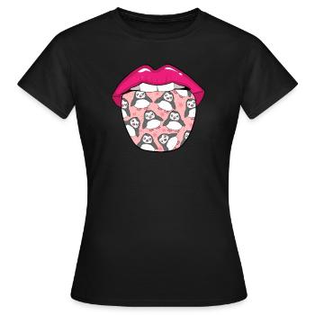 Pinguin Zunge - Frauen T-Shirt - Schwarz - Vorne - AI Model Female 172 dark (172cm)