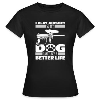 Airsoft Chien - T-shirt Femme - noir - Devant - AI Model Female 172 dark (172cm)