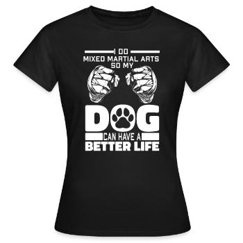 Chien d’arts martiaux mixtes - T-shirt Femme - noir - Devant - AI Model Female 172 dark (172cm)