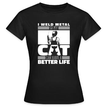 Forgeron Métallurgiste Chat - T-shirt Femme - noir - Devant - AI Model Female 172 dark (172cm)