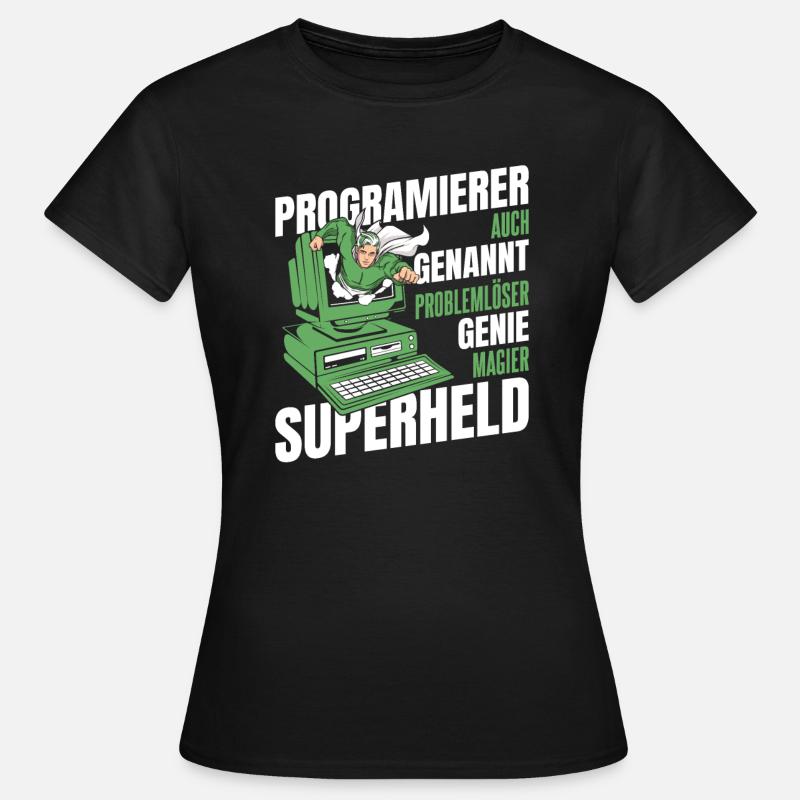 Entwickler Coder Programmierer Superheld - Frauen T-Shirt - Schwarz